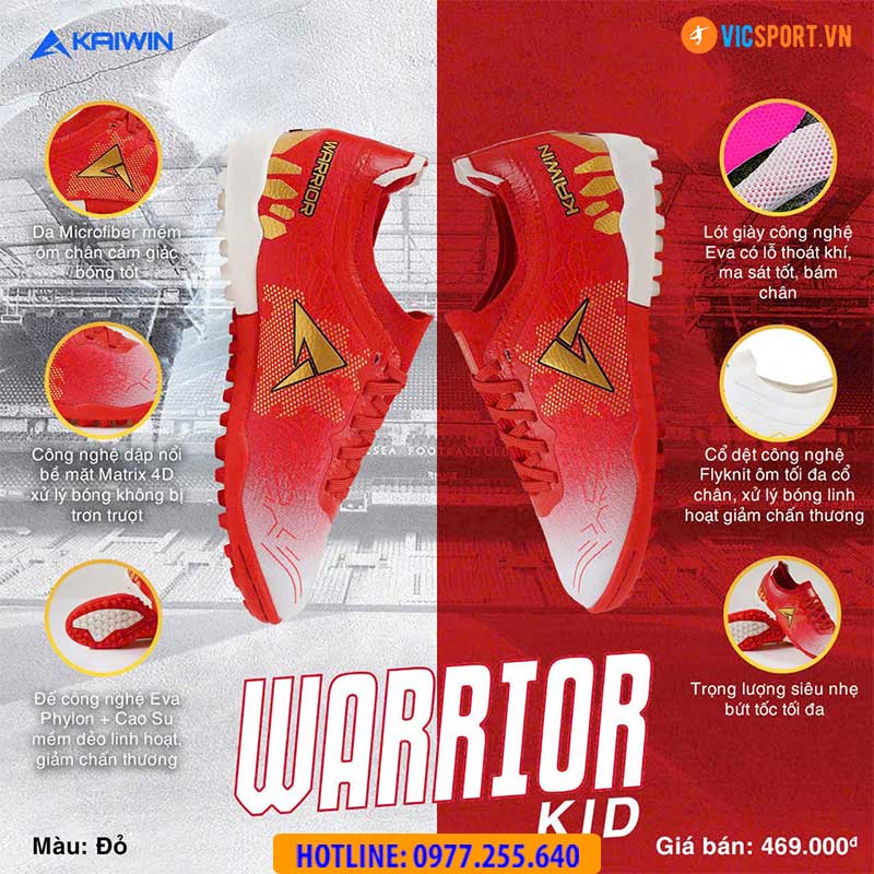 Giày đá banh trẻ em Kaiwin Warrior đế TF - Hình ảnh 5