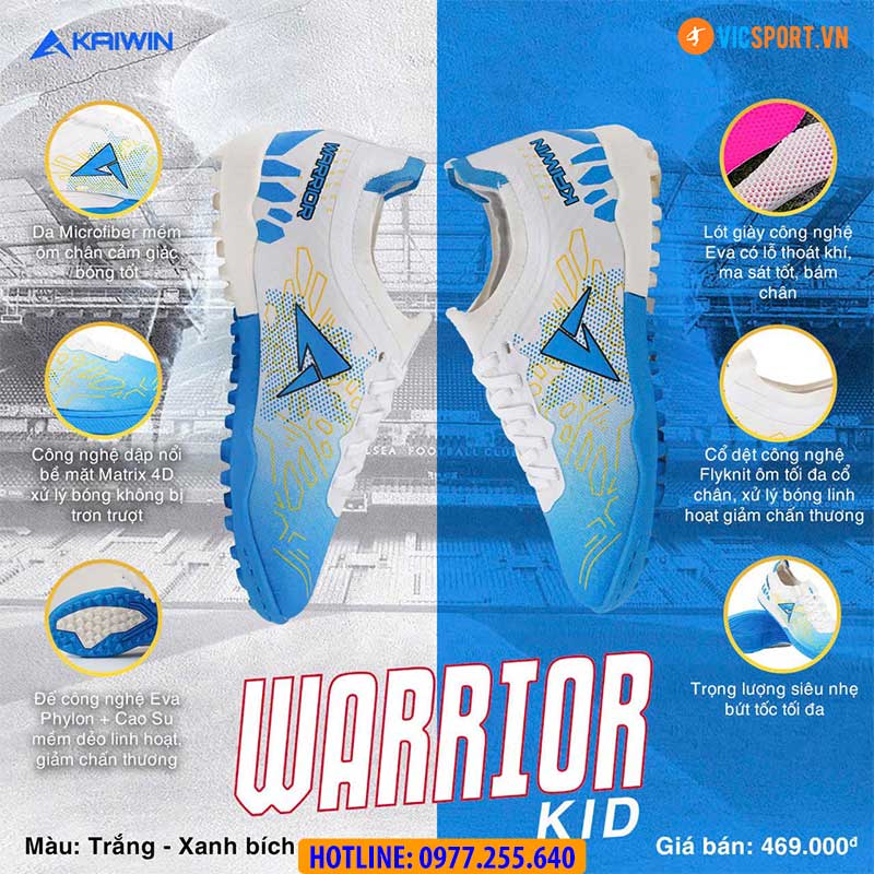 Giày đá banh trẻ em Kaiwin Warrior đế TF - Hình ảnh 7