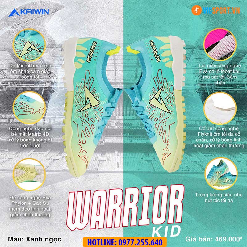 Giày đá banh trẻ em Kaiwin Warrior đế TF - Hình ảnh 6