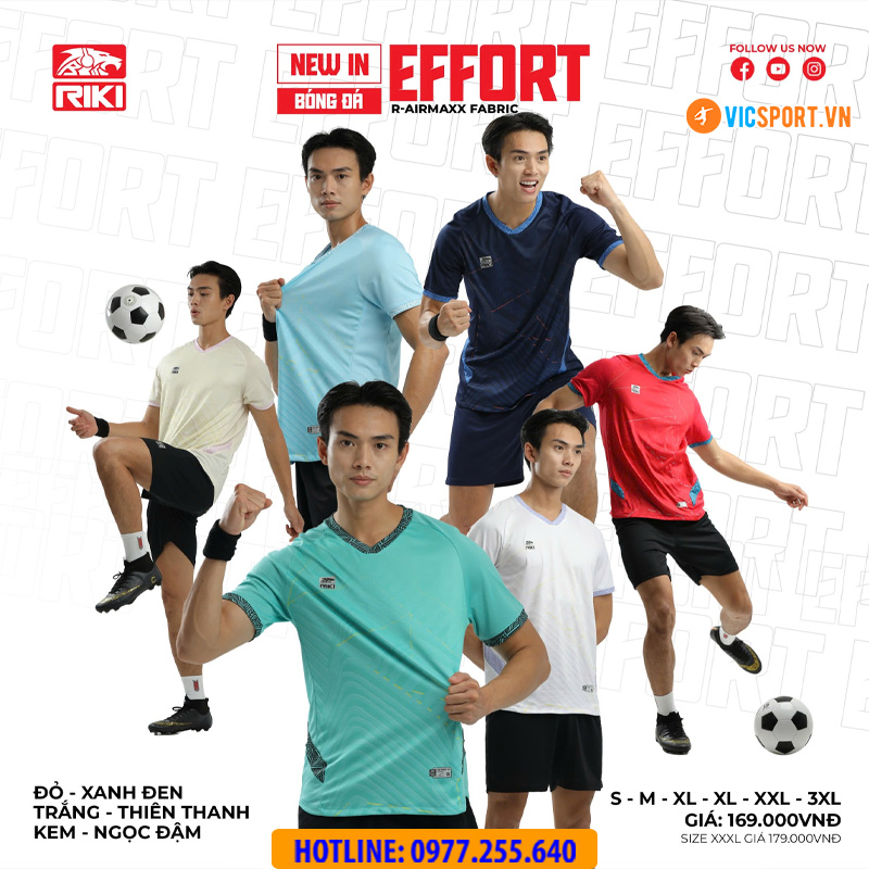Áo đá banh không logo Riki Effort