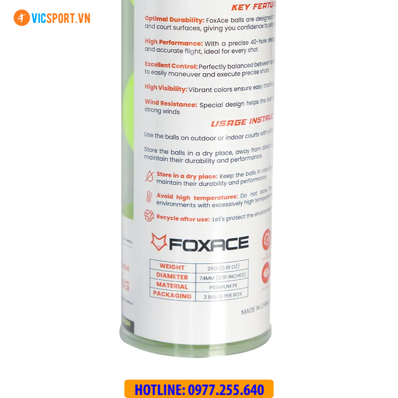 Bóng Pickleball thi đấu FoxAce 40L (hộp 3 quả) - Hình ảnh 9