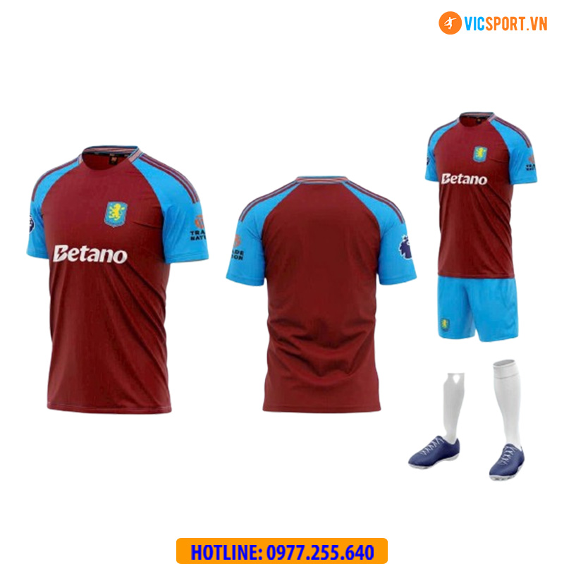Áo đá banh Clb Aston Villa mùa giải 2024-2025 vải mè - Hình ảnh 2