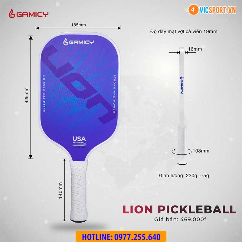 Vợt Pickleball Gamacy Glass Lion - Hình ảnh 6