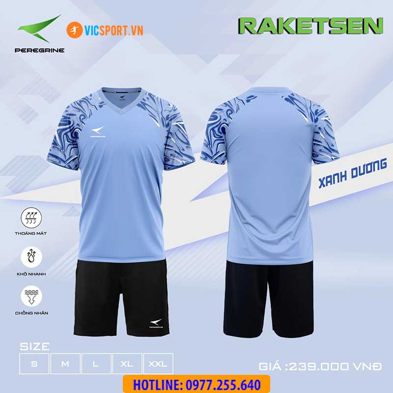 ÁO ĐÁ BÓNG KHÔNG LOGO THIẾT KẾ PEREGRINE RAKETSEN- XANH BIỂN