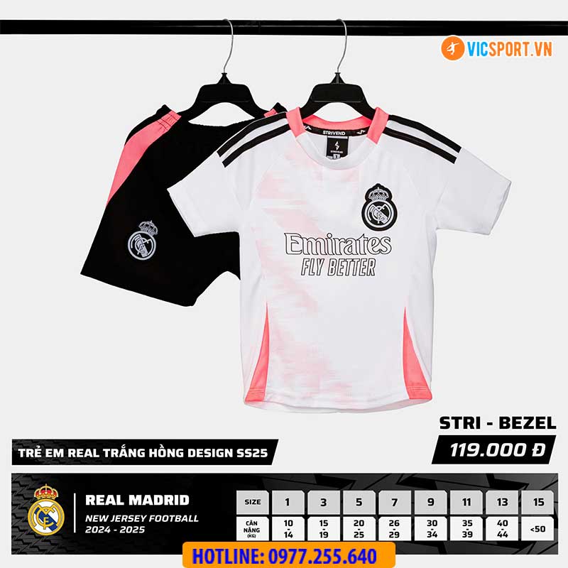 Áo đá banh trẻ em Strivend Clb Real Madrid mùa giải 2024-2025