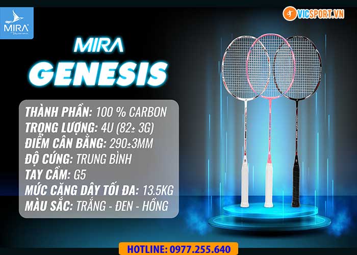 Vợt cầu lông Mira Genesis chính hãng (chưa đan) - Hình ảnh 2