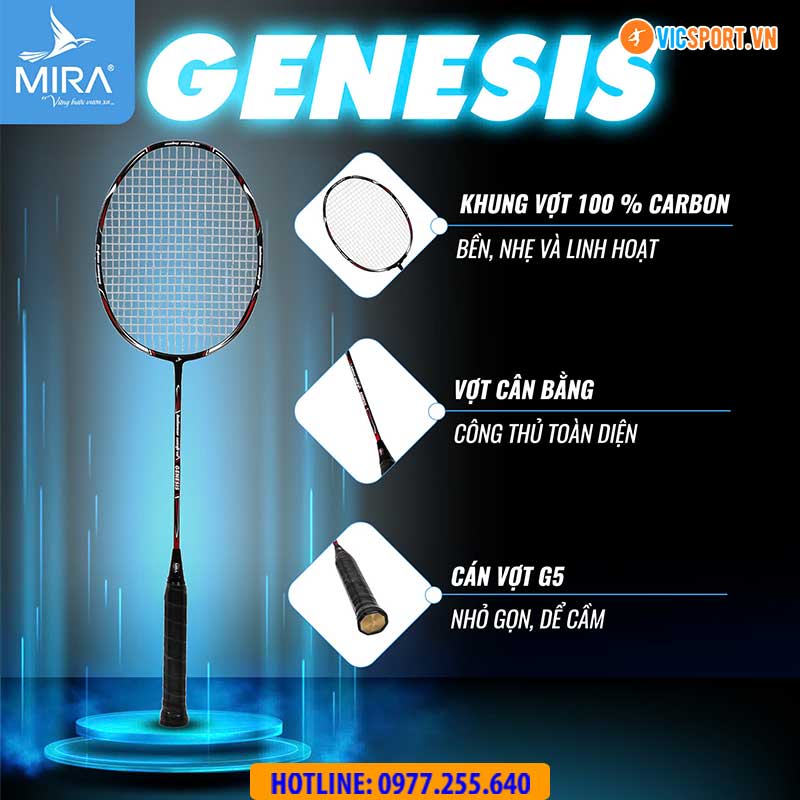 Vợt cầu lông Mira Genesis chính hãng (chưa đan) - Hình ảnh 3