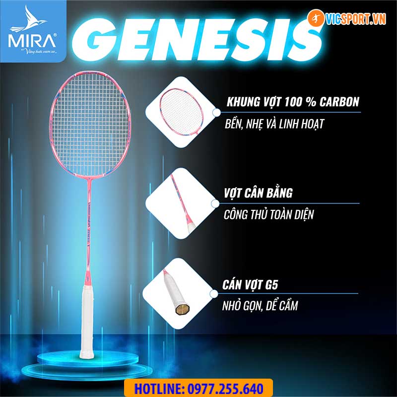 Vợt cầu lông Mira Genesis chính hãng (chưa đan) - Hình ảnh 5