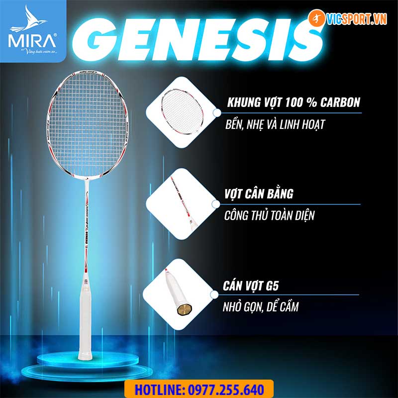Vợt cầu lông Mira Genesis chính hãng (chưa đan) - Hình ảnh 4