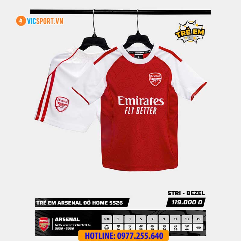 Áo đá banh trẻ em Strivend Clb Arsenal SS26 mùa giải 2025-2026 - Hình ảnh 27