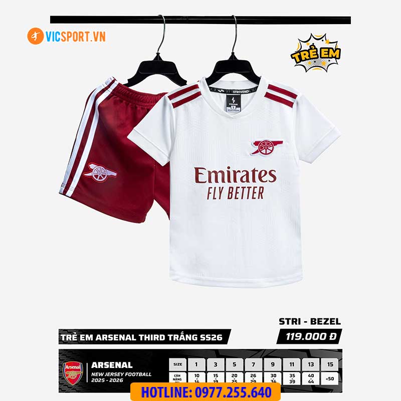 Áo đá banh trẻ em Strivend Clb Arsenal SS26 mùa giải 2025-2026 - Hình ảnh 24