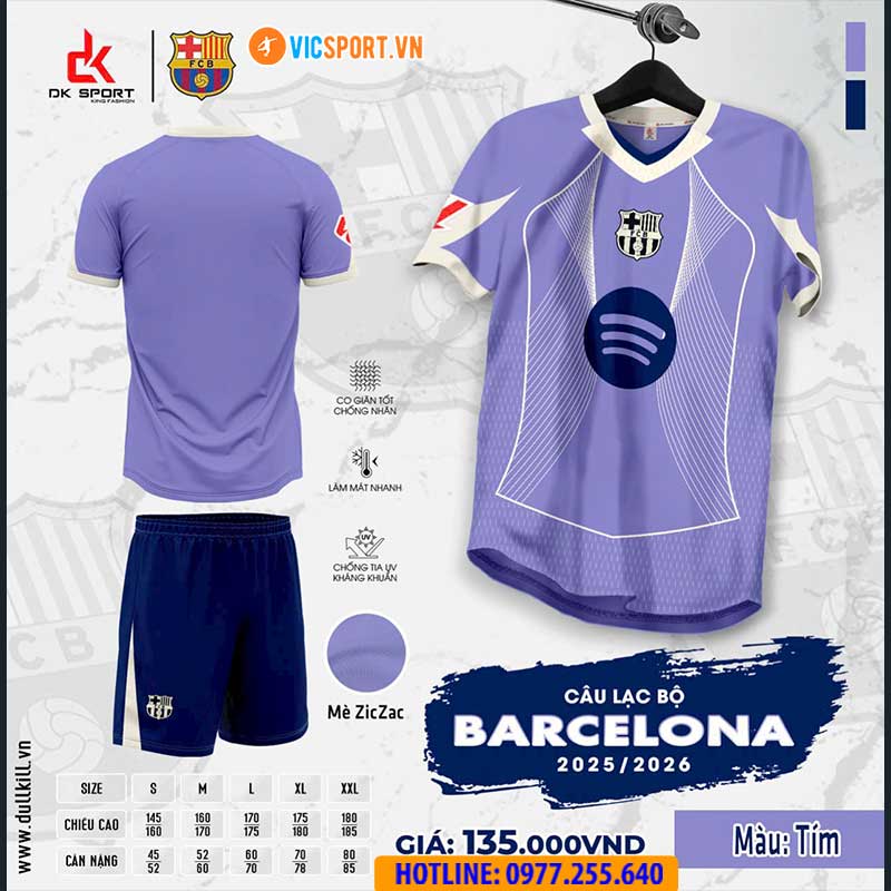 Áo đá banh Clb Barcelona mùa giải 2025-2026 vải mè - Hình ảnh 13