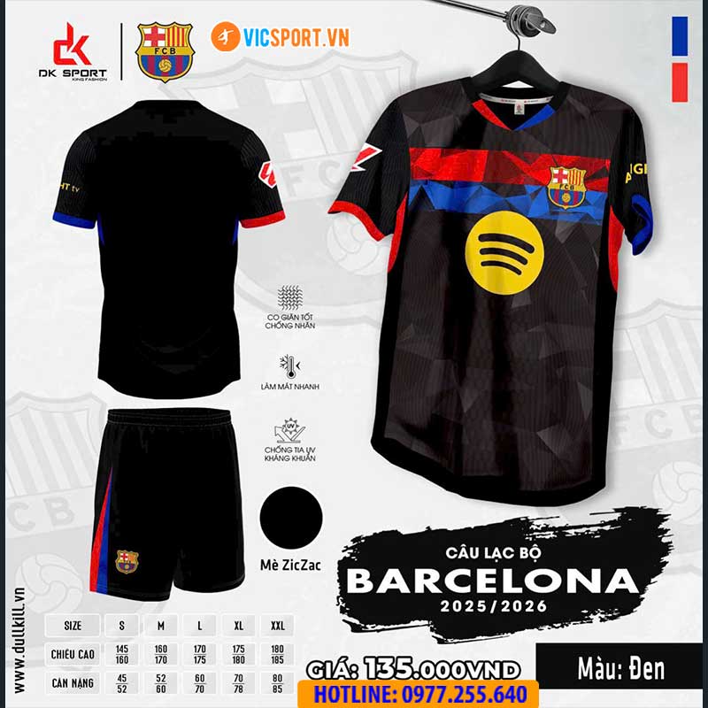 Áo đá banh Clb Barcelona mùa giải 2025-2026 vải mè - Hình ảnh 11