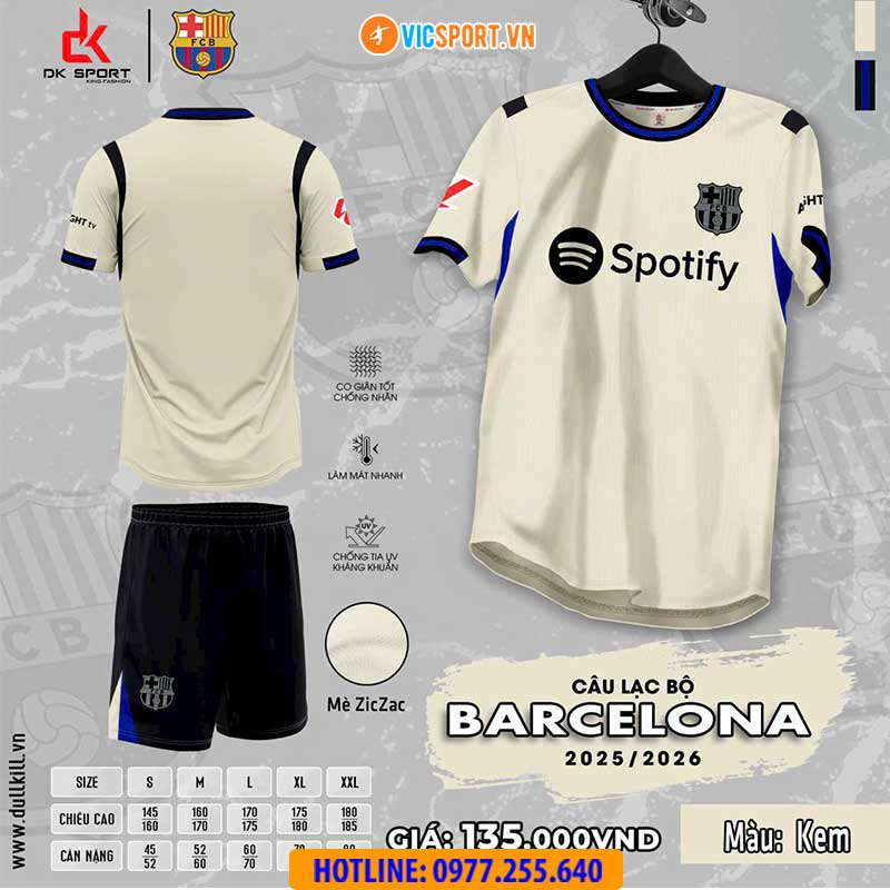 Áo đá banh Clb Barcelona mùa giải 2025-2026 vải mè - Hình ảnh 5