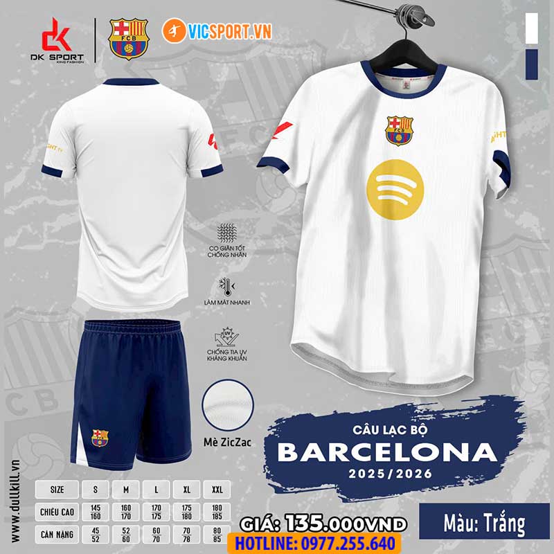 Áo đá banh Clb Barcelona mùa giải 2025-2026 vải mè - Hình ảnh 8