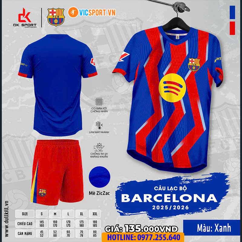 Áo đá banh Clb Barcelona mùa giải 2025-2026 vải mè - Hình ảnh 12