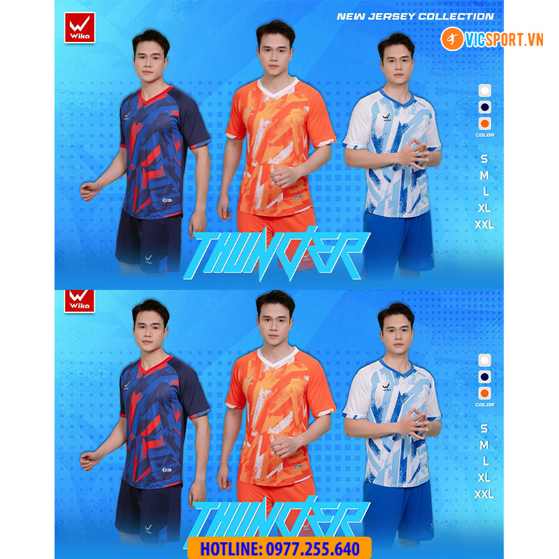 Áo đá banh không logo Wika Thunder