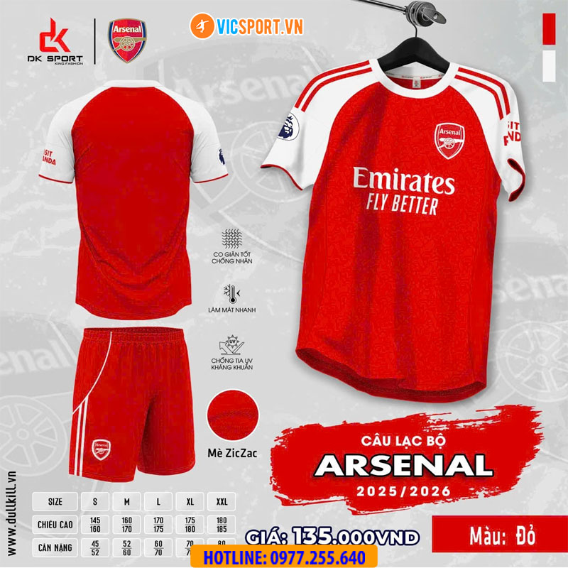 Áo đá banh Clb Arsenal mùa giải 2025-2026 vải mè - Hình ảnh 3