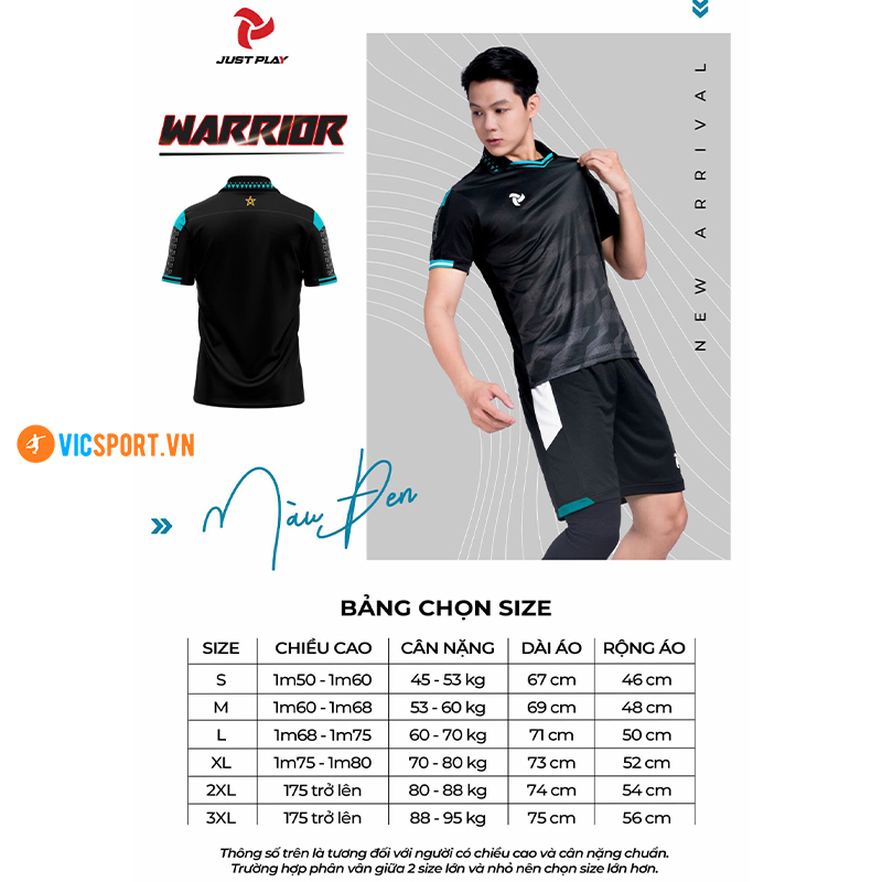 Áo đá banh không logo Justplay Warrior - Hình ảnh 16