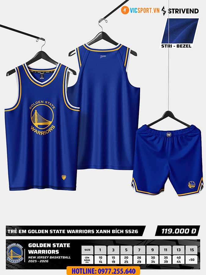 Quần áo bóng rổ trẻ em Strivend Golden State Warriors - Hình ảnh 8