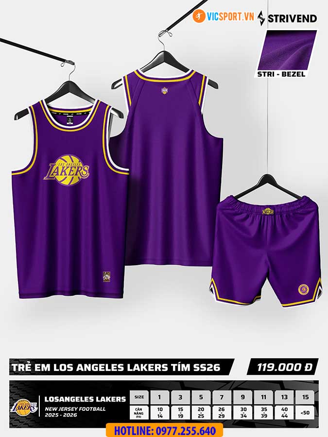 Quần áo bóng rổ trẻ em Strivend Los Angeles Lakers - Hình ảnh 18