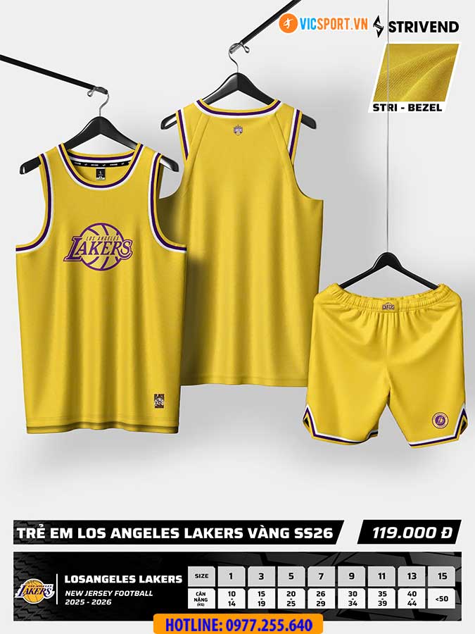 Quần áo bóng rổ trẻ em Strivend Los Angeles Lakers - Hình ảnh 19