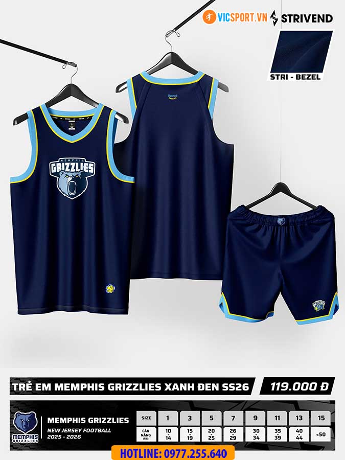 Quần áo bóng rổ trẻ em Strivend Memphis Grizzlies - Hình ảnh 14