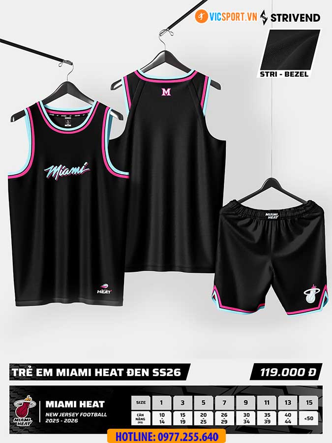 Quần áo bóng rổ Strivend trẻ em Miami Heat - Hình ảnh 9