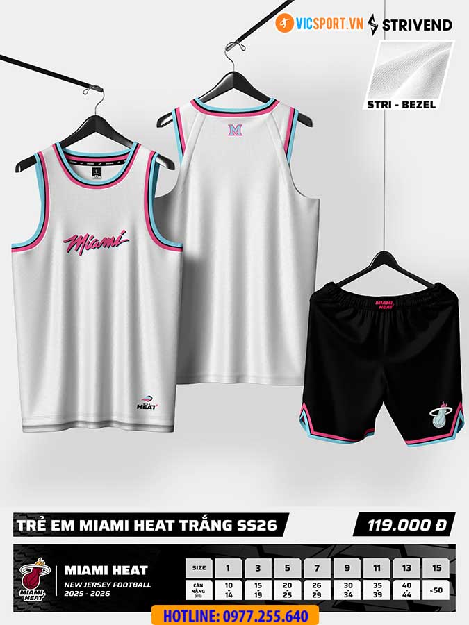Quần áo bóng rổ Strivend trẻ em Miami Heat - Hình ảnh 10