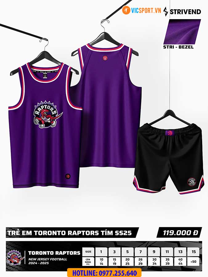 Quần áo bóng rổ trẻ em Strivend Toronto Raptors - Hình ảnh 7