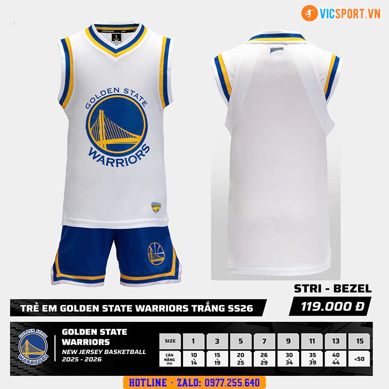 Quần áo bóng rổ trẻ em Strivend Golden State Warriors - Hình ảnh 3