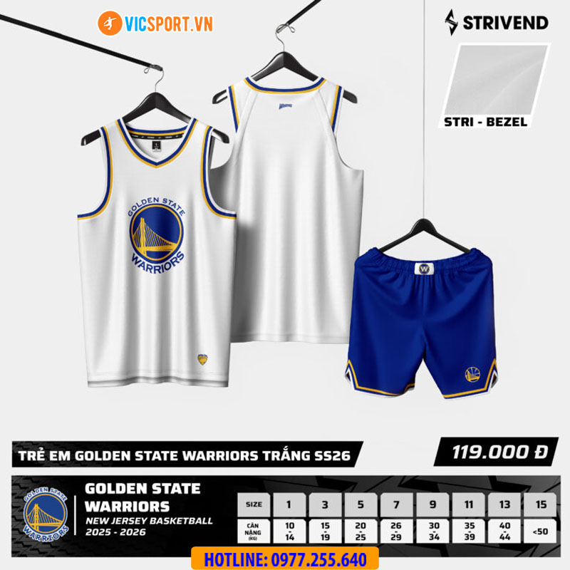 Quần áo bóng rổ trẻ em Strivend Golden State Warriors - Hình ảnh 12