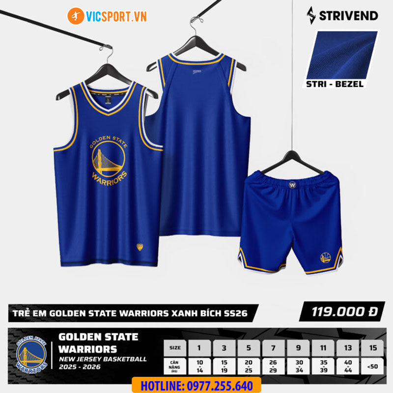 Quần áo bóng rổ trẻ em Strivend Golden State Warriors - Hình ảnh 11