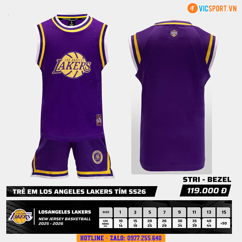 Quần áo bóng rổ trẻ em Strivend Los Angeles Lakers - Hình ảnh 7