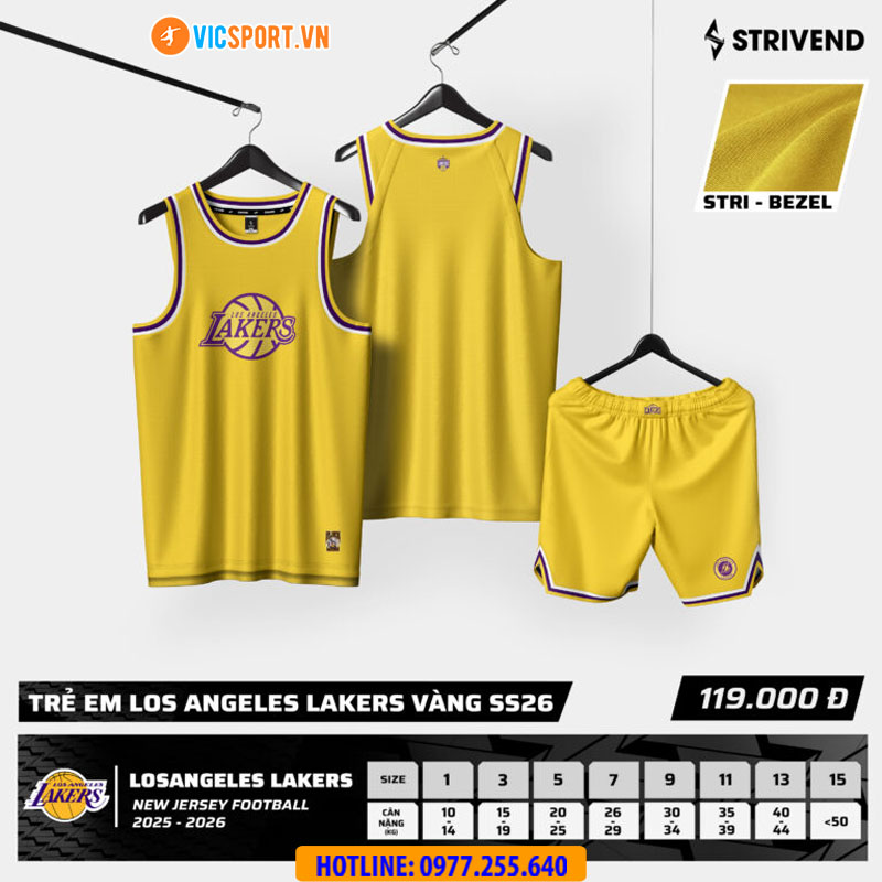 Quần áo bóng rổ trẻ em Strivend Los Angeles Lakers - Hình ảnh 11