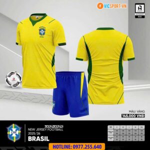 Áo đá banh đội tuyển Brazil WC 2026 vải mè
