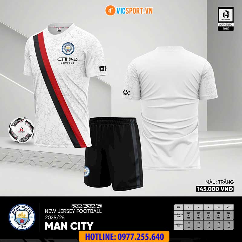 Áo đá banh Clb Man City mùa giải 2025-2026 vải mè - Hình ảnh 7