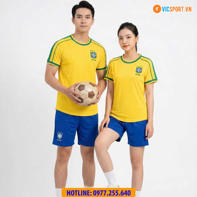 Áo đá banh đội tuyển Brazil WC 2026 vải mè - Hình ảnh 12