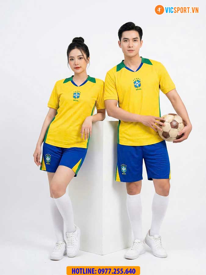Áo đá banh đội tuyển Brazil WC 2026 vải mè - Hình ảnh 15