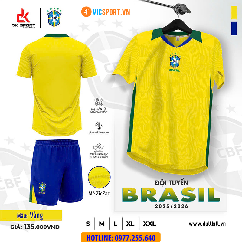 Áo đá banh đội tuyển Brazil WC 2026 vải mè - Hình ảnh 14