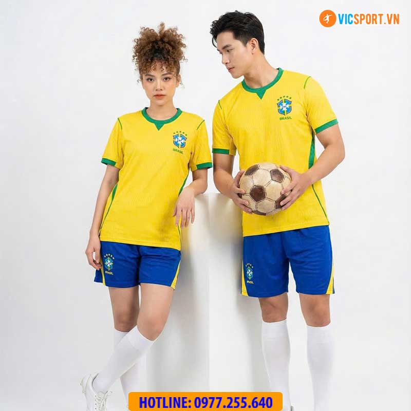 Áo đá banh đội tuyển Brazil WC 2026 vải mè - Hình ảnh 9