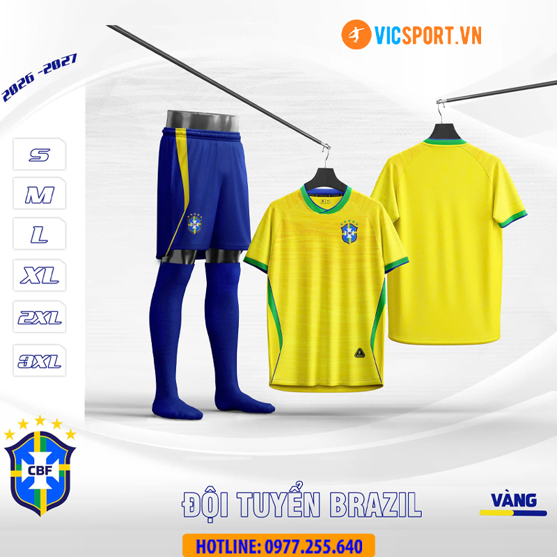 Áo đá banh đội tuyển Brazil WC 2026 vải mè - Hình ảnh 37
