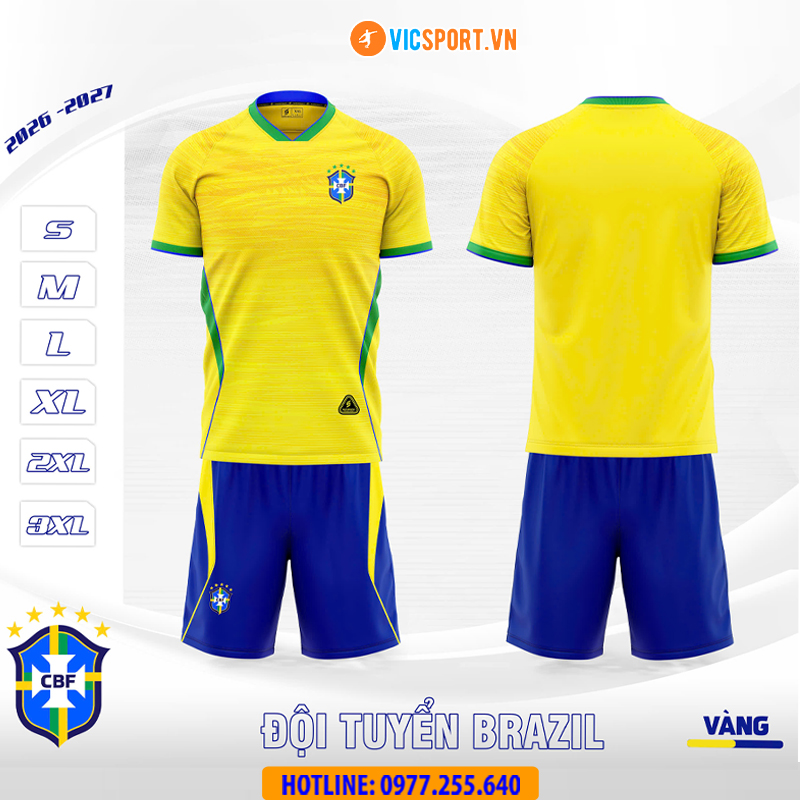 Áo đá banh đội tuyển Brazil WC 2026 vải mè - Hình ảnh 13