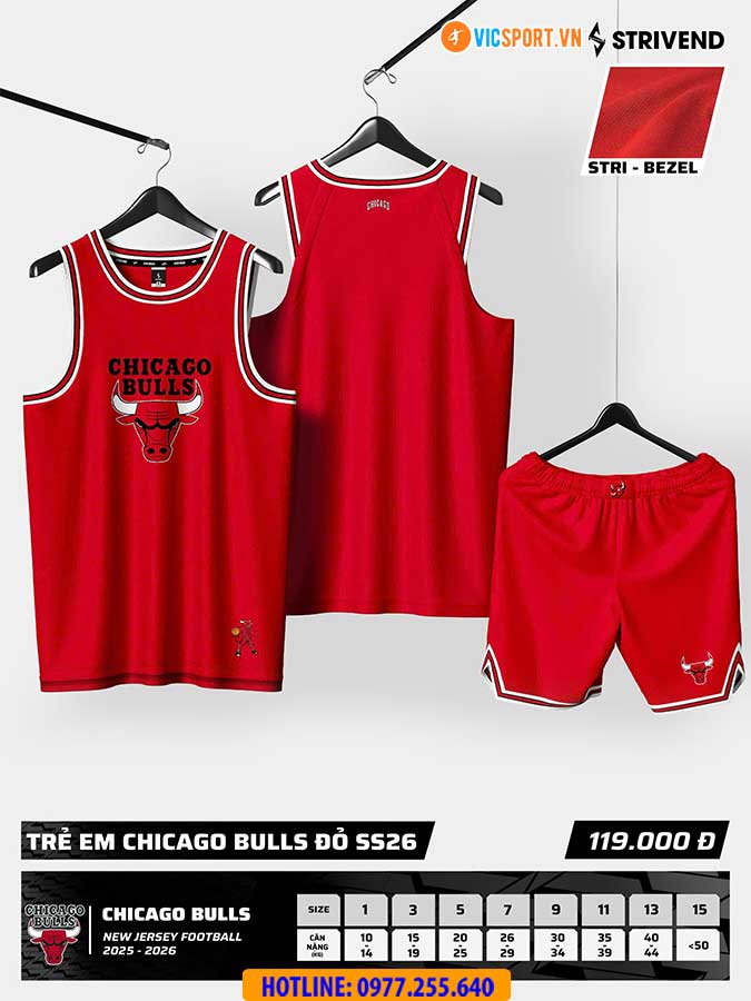 Quần áo bóng rổ trẻ em Strivend Chicago Bulls - Hình ảnh 11