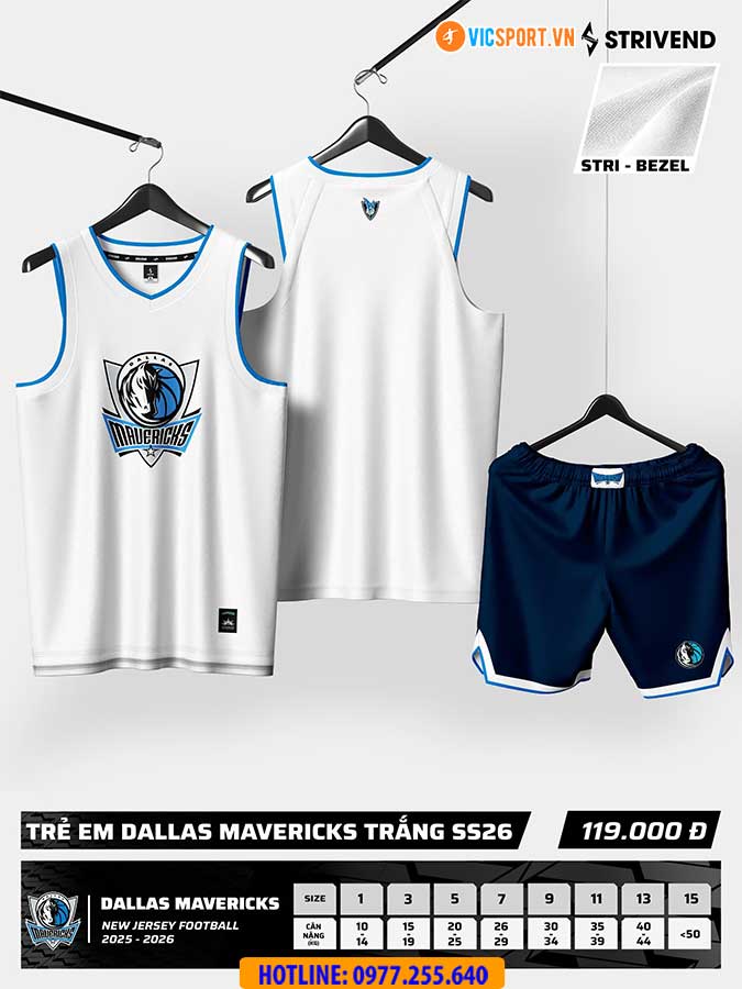 Quần áo bóng rổ trẻ em Strivend Dallas Mavericks - Hình ảnh 19