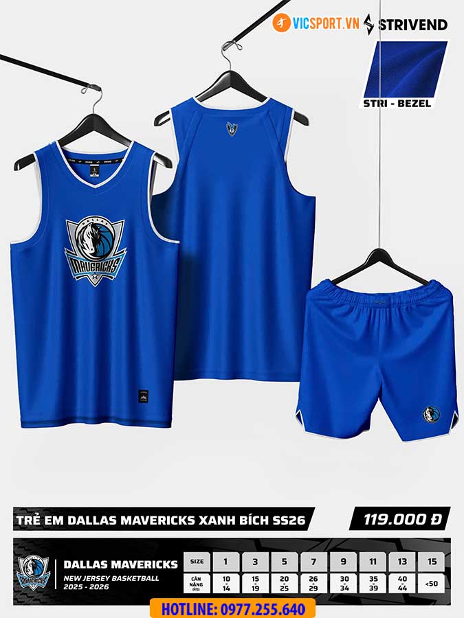Quần áo bóng rổ trẻ em Strivend Dallas Mavericks - Hình ảnh 20
