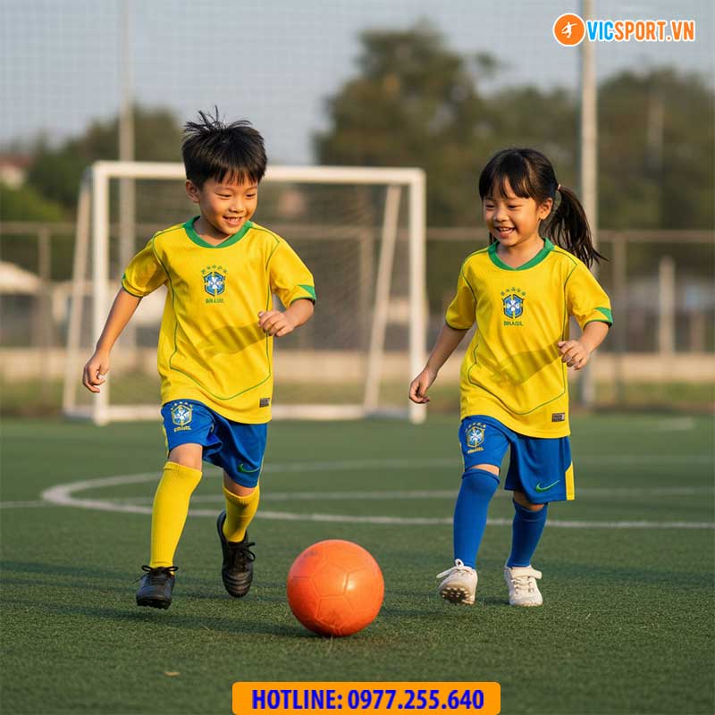 Áo đá banh đội tuyển Brazil WC 2026 vải mè - Hình ảnh 6