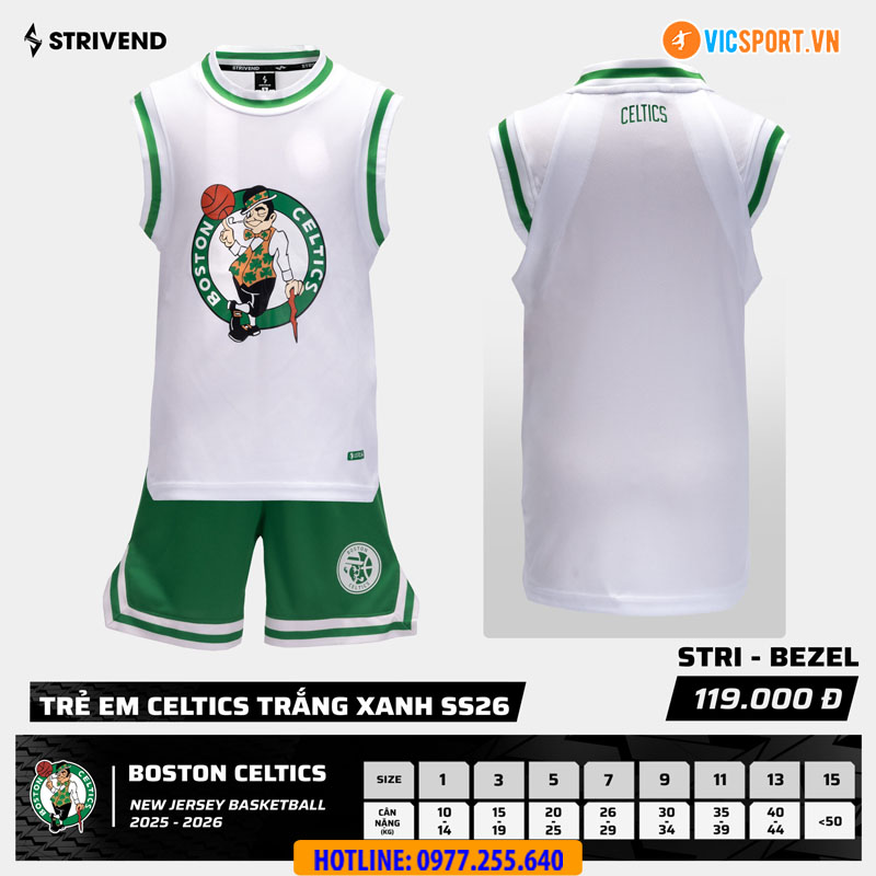 Quần áo bóng rổ trẻ em Strivend Celtics - Hình ảnh 7