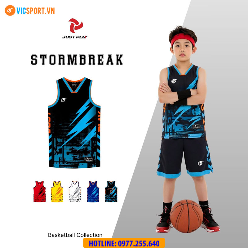Quần áo bóng rổ trẻ em Justplay StormBreak - Hình ảnh 11