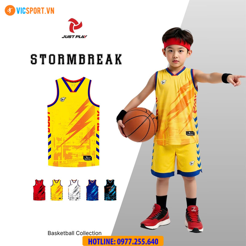 Quần áo bóng rổ trẻ em Justplay StormBreak - Hình ảnh 8